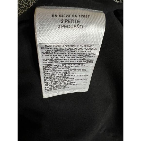 Banana Republic Dress 2 Petite White Black Gray Leopard Piping Sheath 3/4 Sl LN - Picture 15 of 15